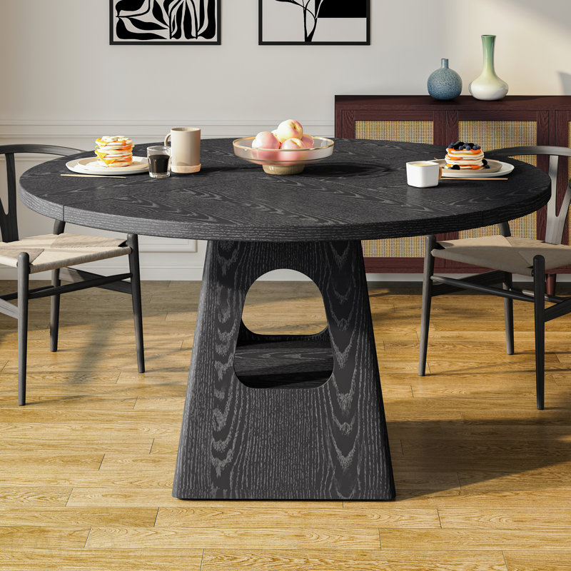 Table de salle à manger ronde 47 pouces pour 4 à 6 personnes, Noir