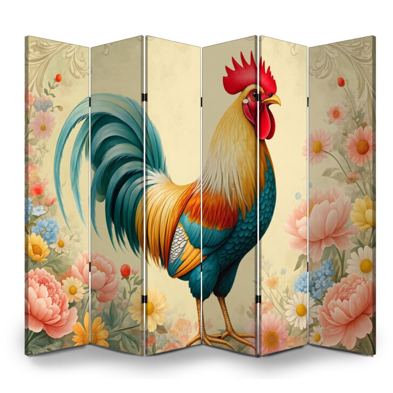 Paravent rustique 6 panneaux paravent Royal Rooster, 6, H 71 po x l 96 po x P 1 po