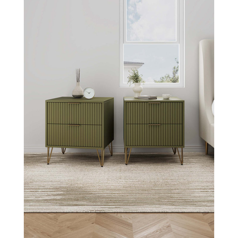Gafita 20.07'' W Nightstand, Olive Green, Set of 2