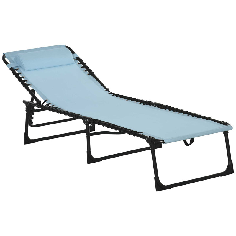 Outsunny Folding Chaise Lounge Pool Chair, Light Blue, 1