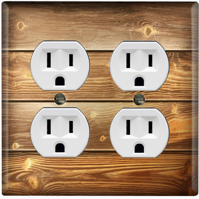 Brown Fence Nature Themed 2 - Gang Duplex Outlet Standard Wall Plate