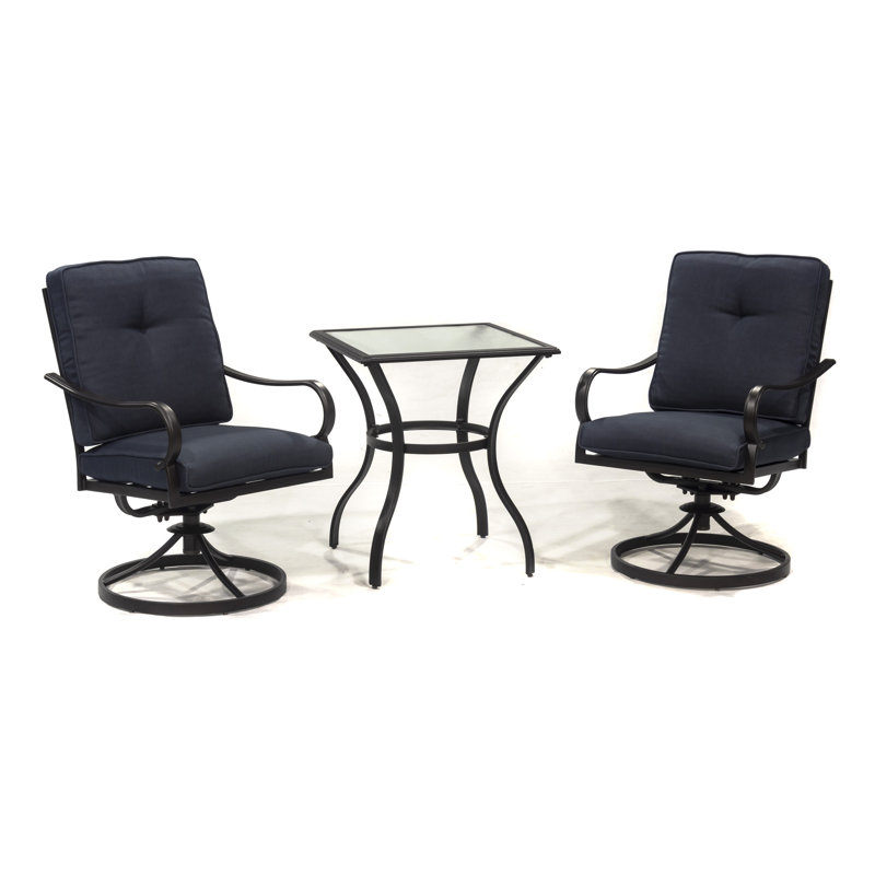 Fakieh 2 - Person Patio Conversation Set with Cushions, Blue