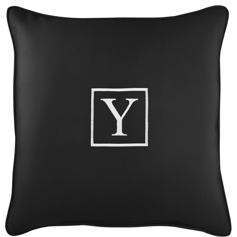 Kettil Embroidered Sunbrella® Outdoor Throw Pillow, Black, Y