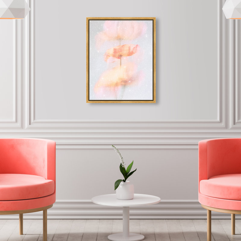 Glitchy Bloom Print by Oliver Gal, 17"H x 21"W, Gold Floater Frame