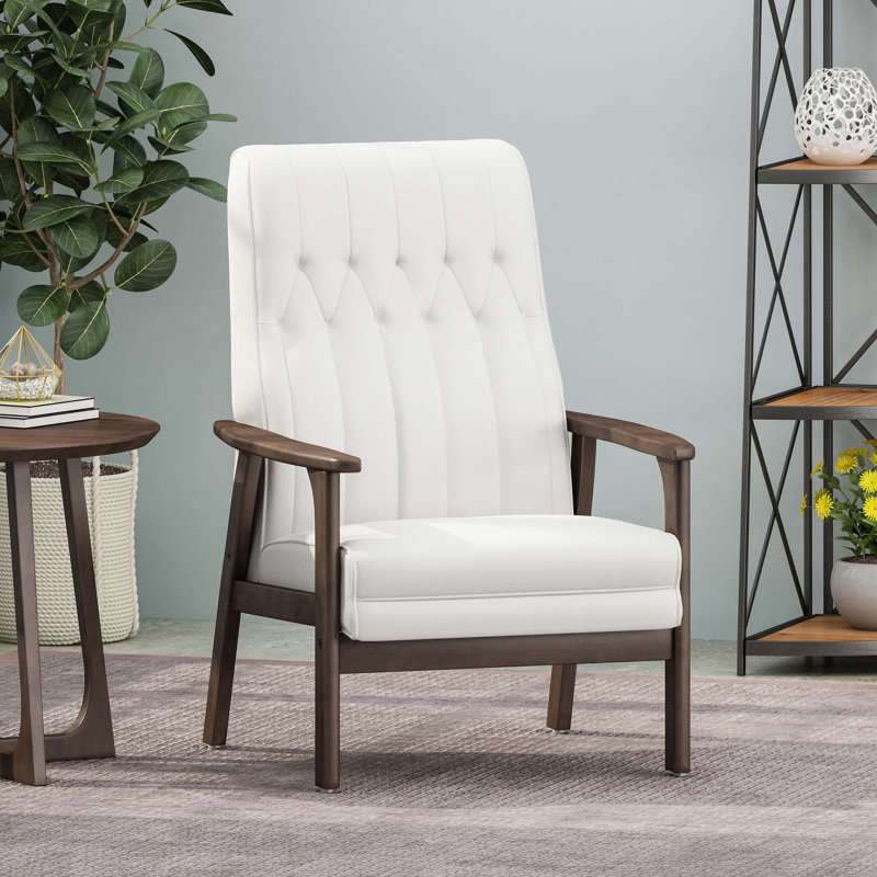 Chaise d'appoint rembourrée Mid-Century, Blanc