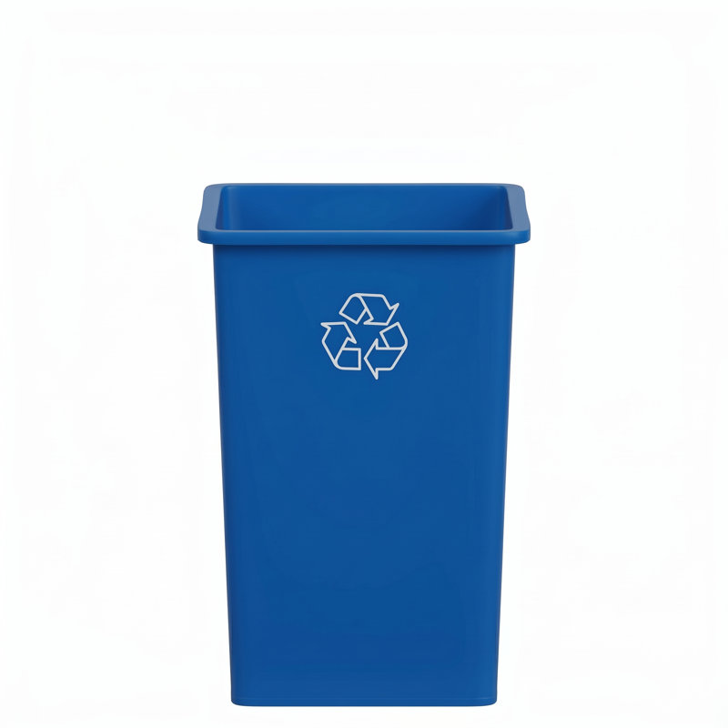 Poubelle de recyclage en plastique 35 gallons, Bleu