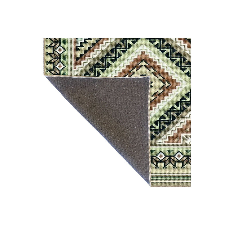 Tapis tissé lavable à motif quadrilatéral vert, Tapis de couloir 2 pi 6 po x 9 pi 10 po inclus