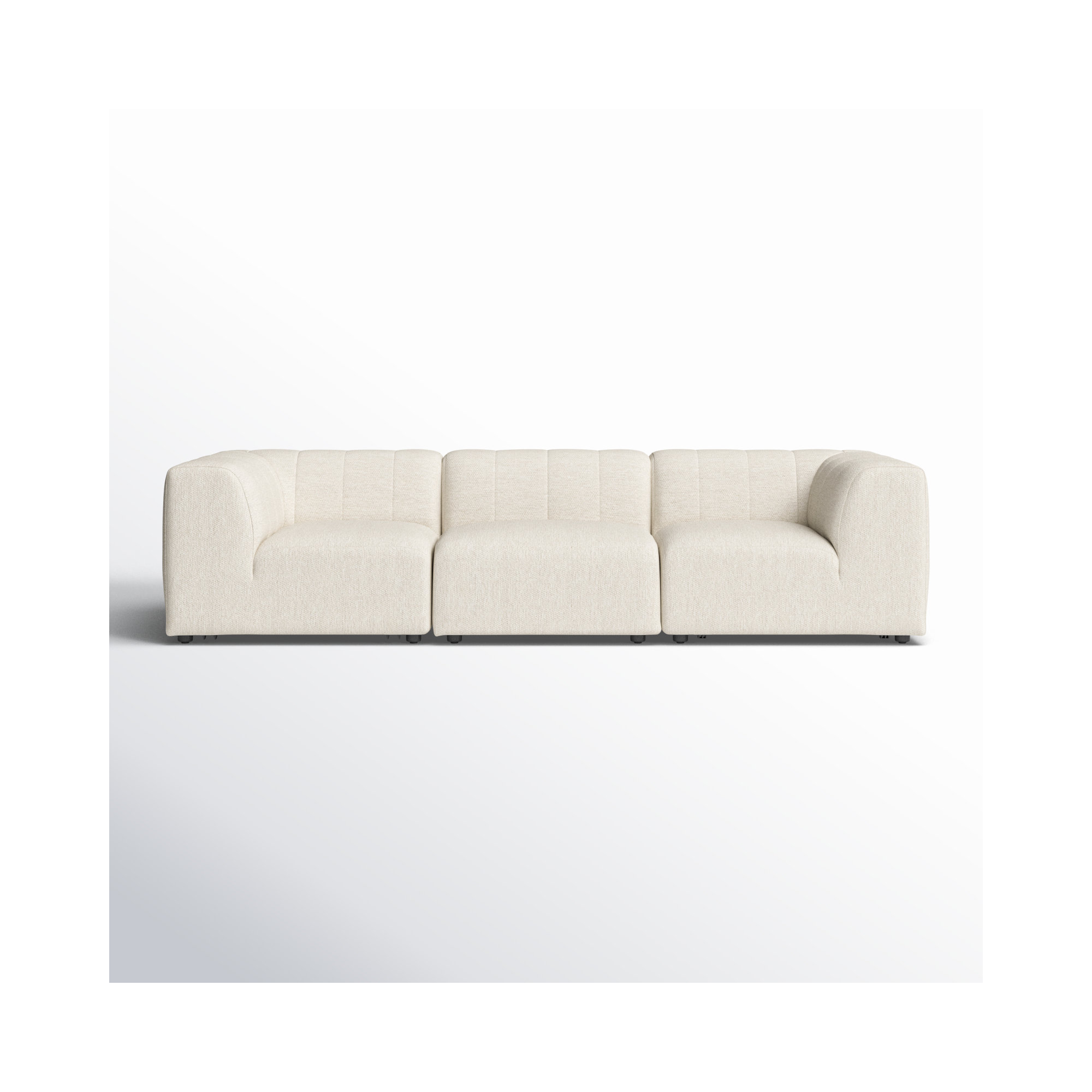 Necci 121'' Wide Wood Patio Sectional with Cushions, Faye Sand