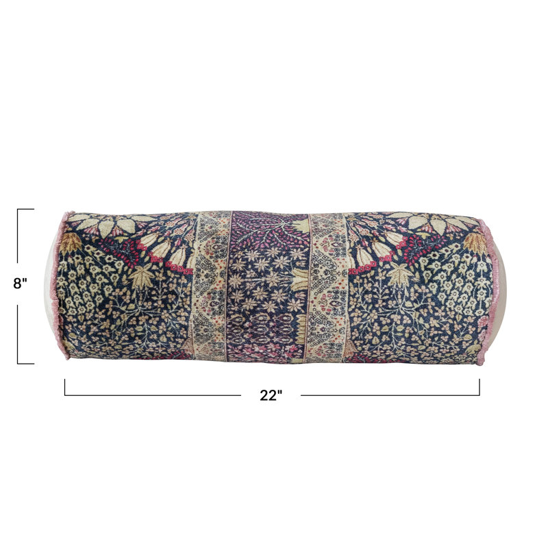 Coussin en velours de coton à motif floral