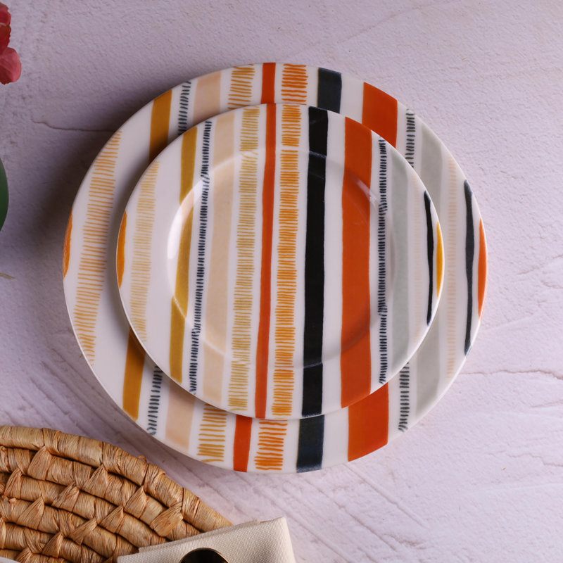 Dinner Set, Multicolor, Striped