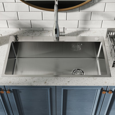 32'' Kitchen Sink 304 Stainless Steel Drop-In Sink with Pull Out Kitchen Faucet