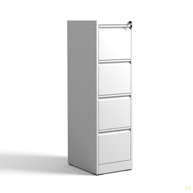 4 Drawer Metal Vertical File Cabinet With Lock Office Home Steel Vertical File Cabinet For A4 Legal/Letter Size, White