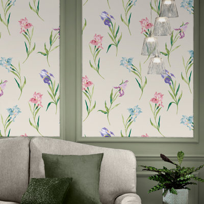 Laura Ashley Hawling Irises Soft Natural Wallpaper