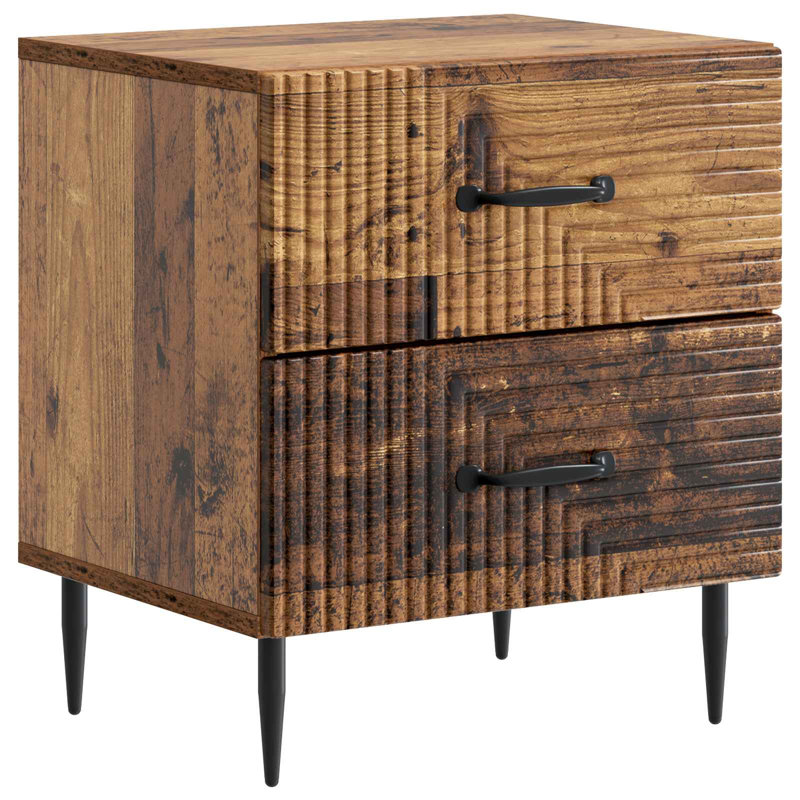 43 cm W Bedside Table, Old Wood
