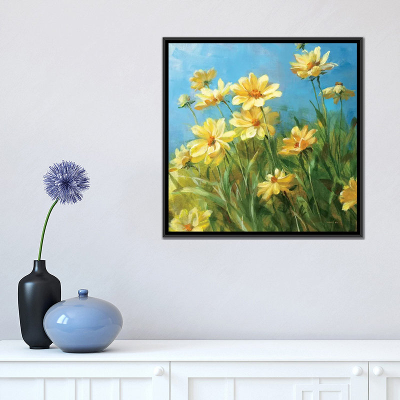 «Summer Field I» par Danhui Nai - reproduction d'art, Toile avec cadre noir, Aucun mat, H 18 po x l 18 po x 1,5 po