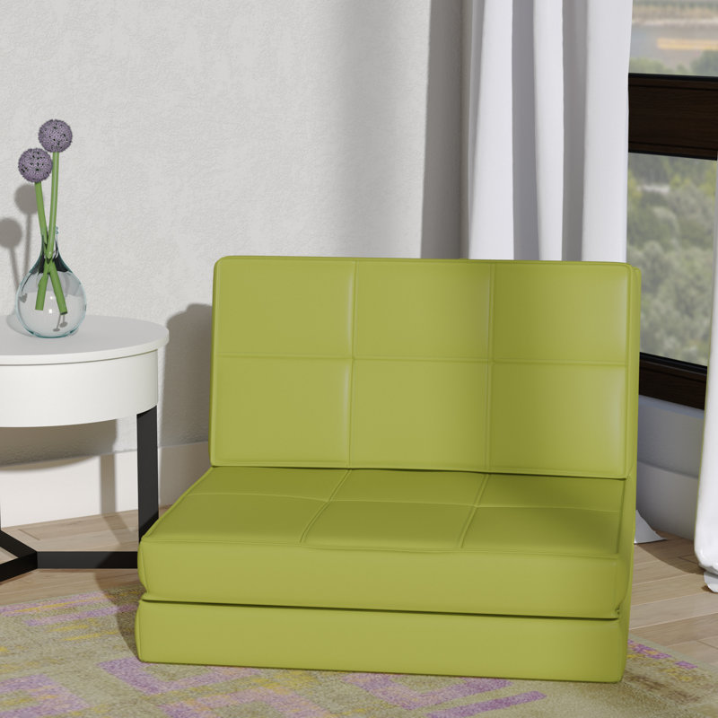 Avita 29.1'' Upholstered Convertible Chair, Green Faux Leather