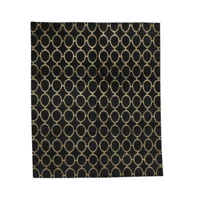 Tapis noir et argent noué à la main de haute qualité