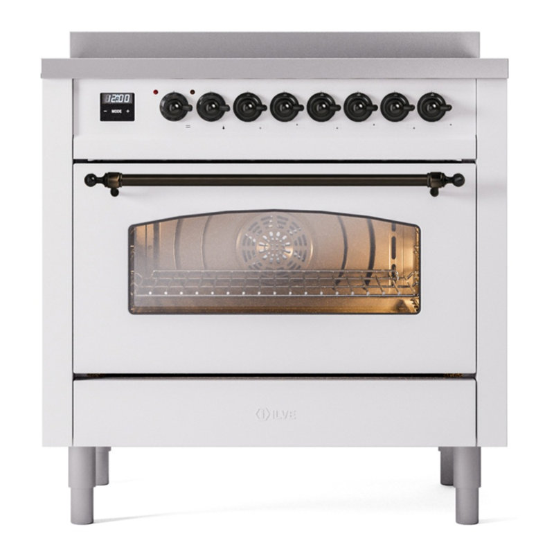 ILVE Nostalgie II 36 in Induction Range, White/Bronze