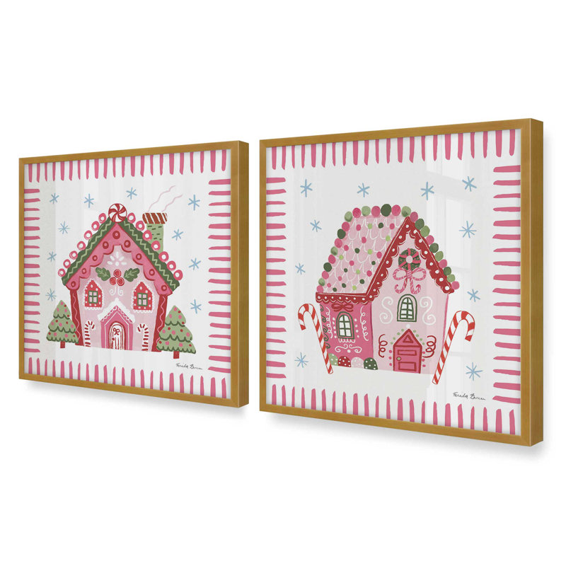 Ensemble de 2 estampes Ribboned Holiday, Or poli, 12 po x 12 po