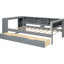Lit plateforme simple en bois avec tête de lit tapissier grise, options de rangement et station de recharge confortable-1446869771