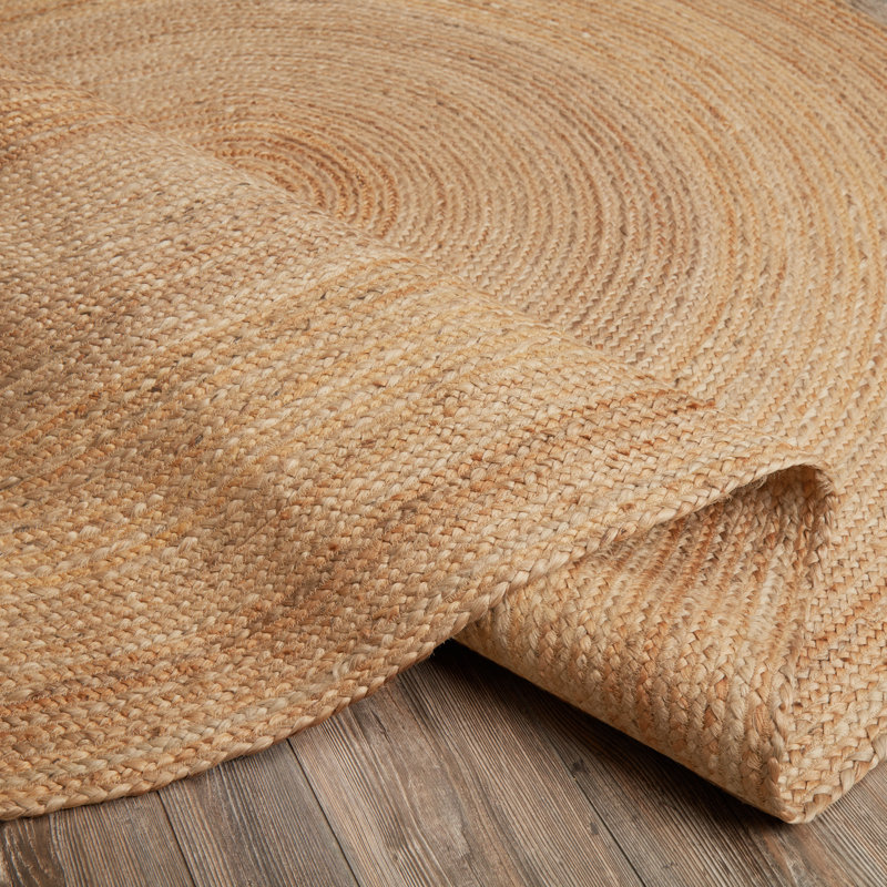 Tapis brun clair en jute tressé Charbonneau, Oval 6 pi x 9 pi
