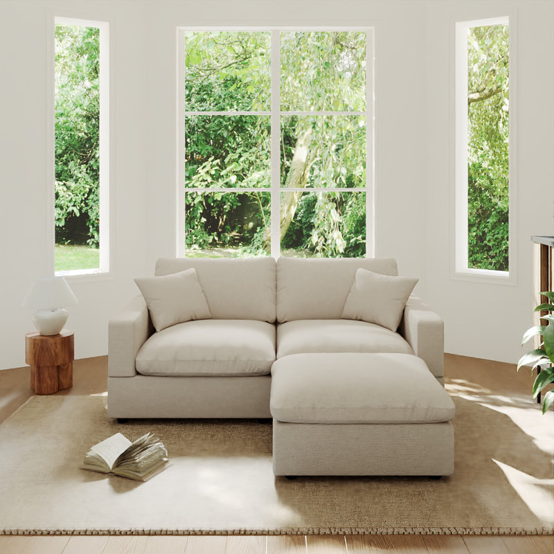 Upholstered Sofa, Cloud Couch Modular Sectional Sofa Couch For Living Room Bedroom, 24.8" H x 95.4" W x 28.3" D, 3, Khaki