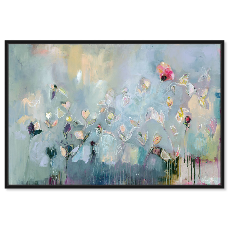 Michaela Nessim - Infiniment Divine Flower Garden Beauty Modern Pink - impression sur toile, Toile avec cadre flottant noir