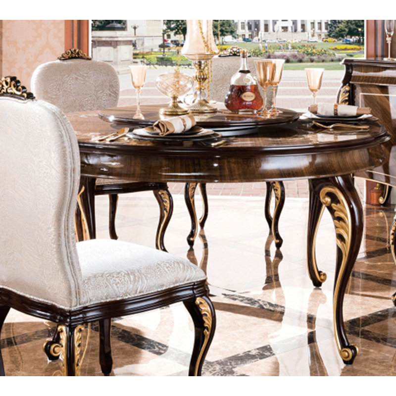 Athena Round Walnut Wood Dining Table