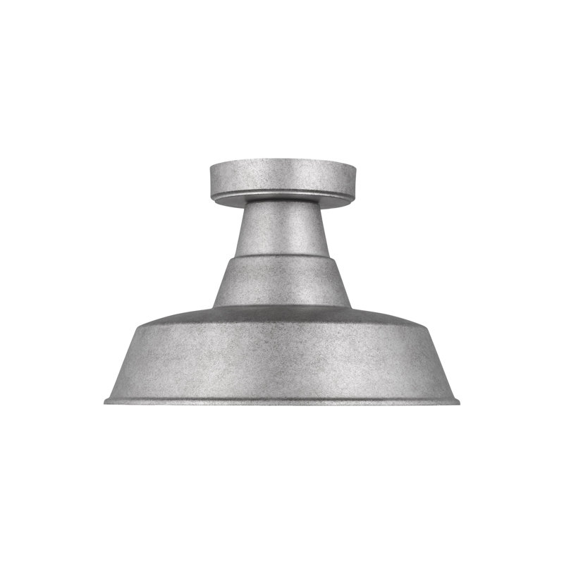 Blakeston 12'' W 1 - Bulb Outdoor Semi Flush Mount, Weathered Pewter