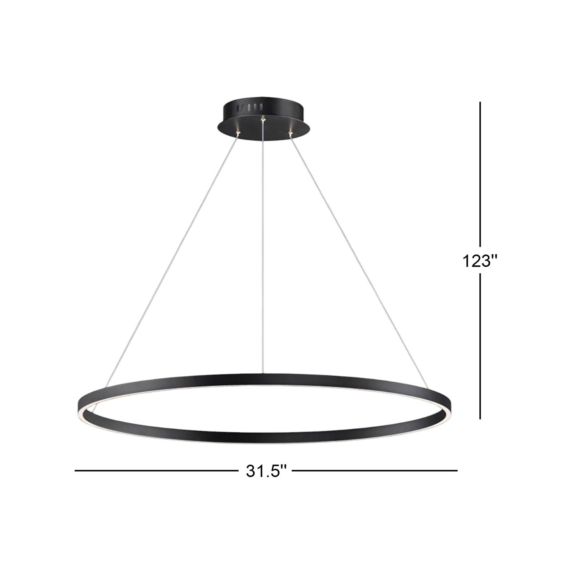 Mills Single Light Dimmable LED Pendant, 1.25" H x 31.5" W x 31.5" D, Black