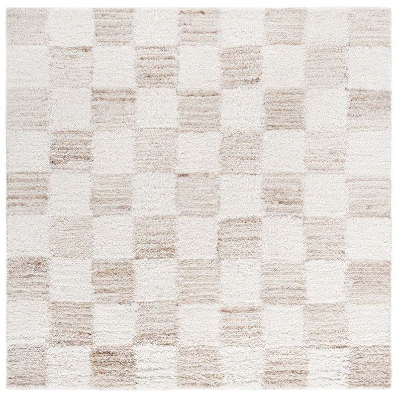 Vermont Hand Tufted Wool Pile Checkered Rug, Square 6'