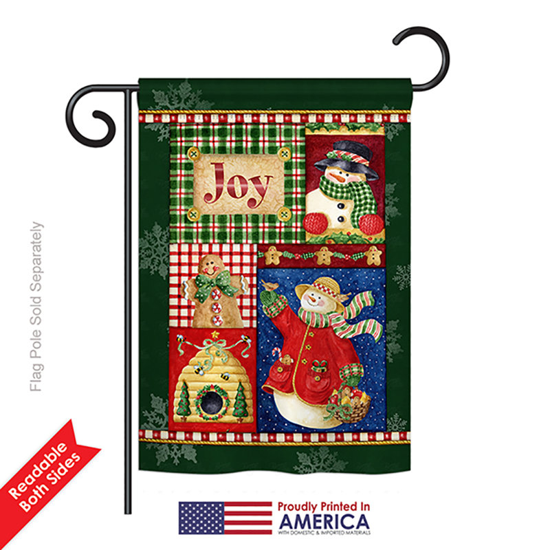 « joy snow », impressions de noël saisons de noël à 2 côtés 18,5 x 13 po drapeau de jardin, Polyester, Vert clair