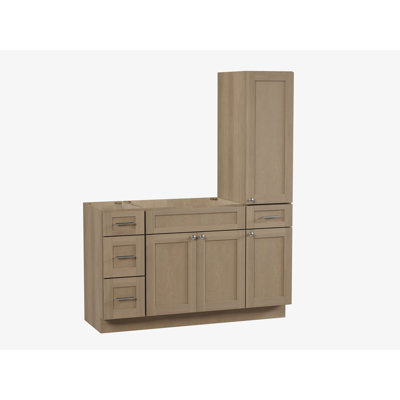 Disar 57'' Single Bathroom Vanity With Right Tall Linen Cabinet Dovetail Solid Wood Drawer Base Only