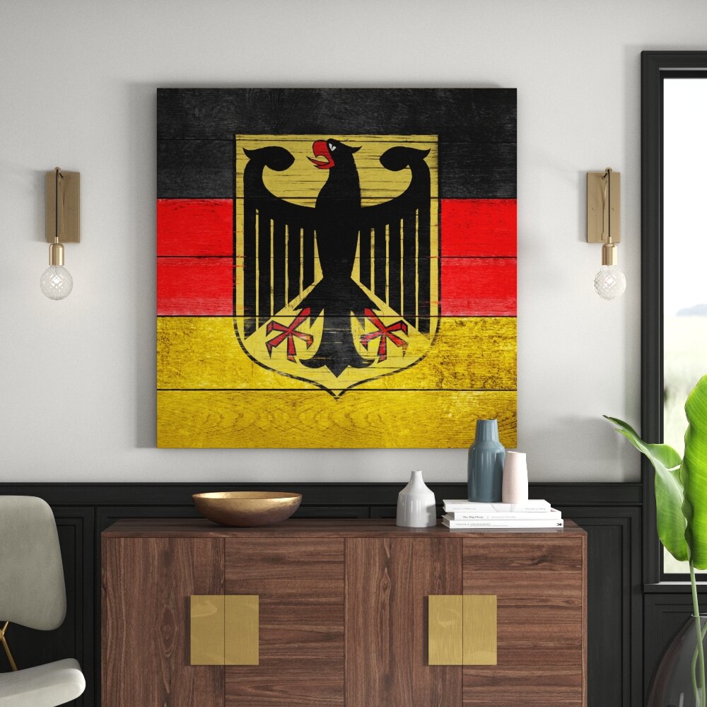 Leinwandbild Holzwand mit Deutschlandfarben