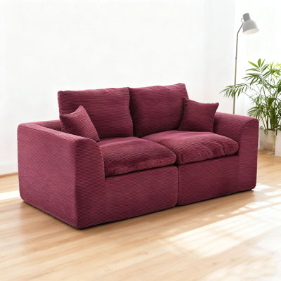 Ensemble de causeuse modulaire en velours côtelé, canapé modulaire sans assemblage avec housse amovible