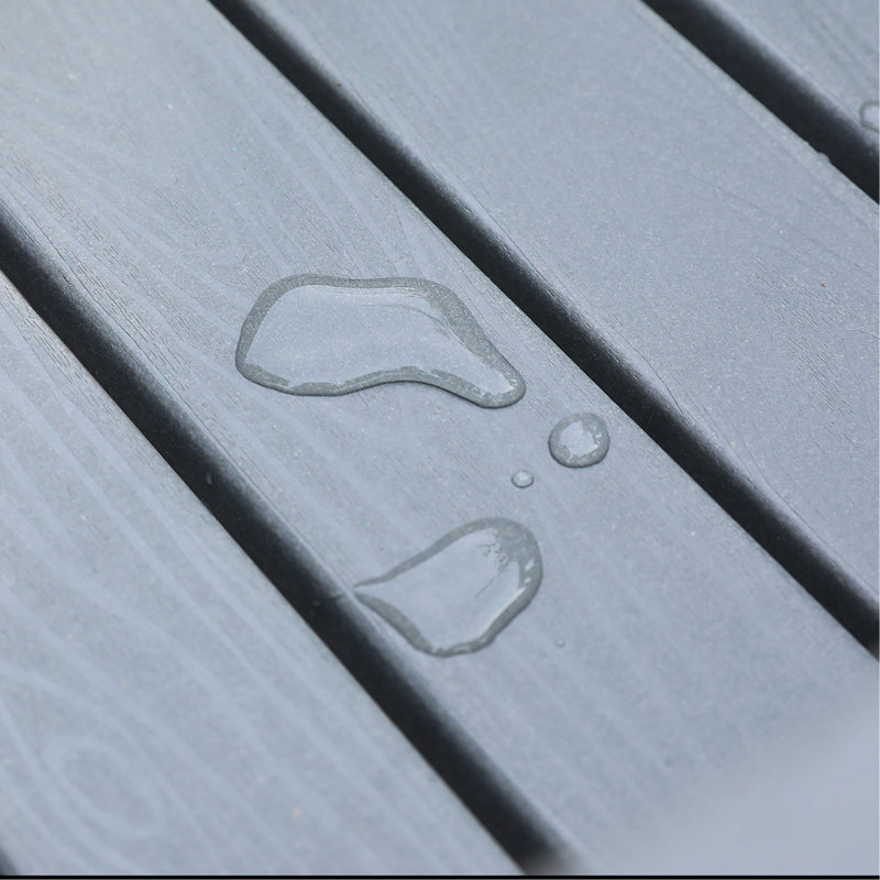 Modern HDPE Patio Dining Table/ With Umbrella Hole/ Weather Resistant/ For Outdoor/ Yard/ Lawn, Gray