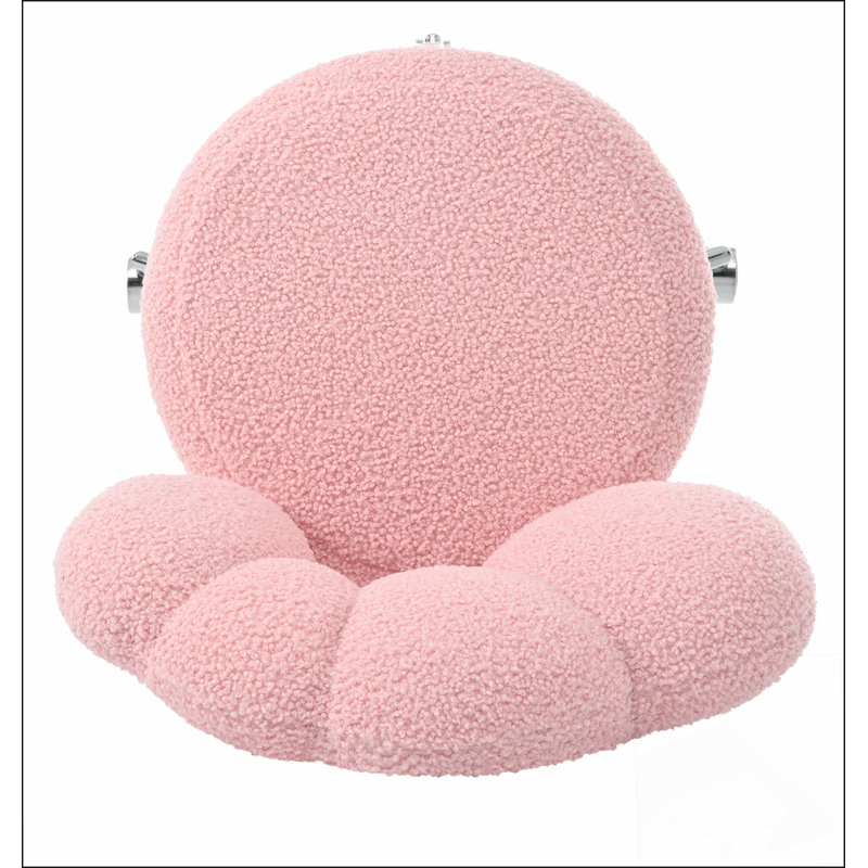 Fauteuil pivotant à 360 ° réglable en hauteur, fauteuil pivotant, tissu en peluche, fauteuil de bureau personnel, Rose