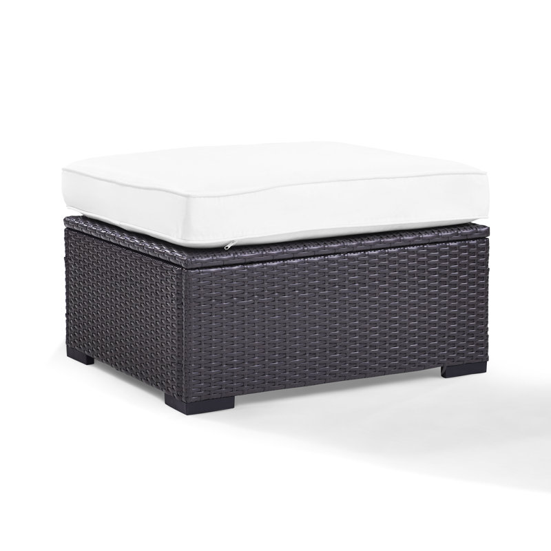 Repose-pieds d'extérieur avec coussin Arbedella, Blanc