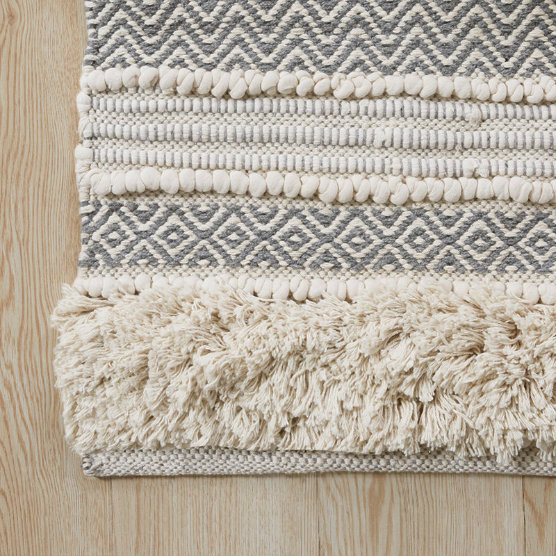 Woven Texture Stripe Bath Rug Grey 20X32"