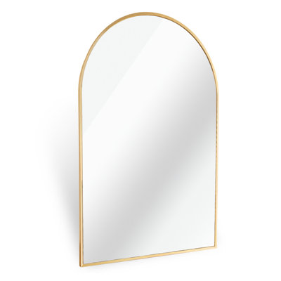 24X32 Inch Gold Metal Framed Arched Bathrrom Mirror For Wall. (Includes Mirror Only)