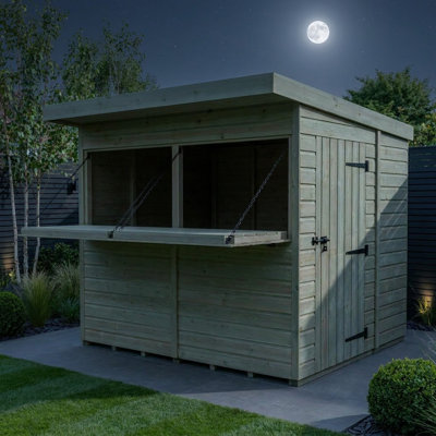 Total Sheds 8ft x 8ft Apex Garden Bar Shed - Stable Door Serving Hatch - Pressure Treated Timber - UK Manufactured