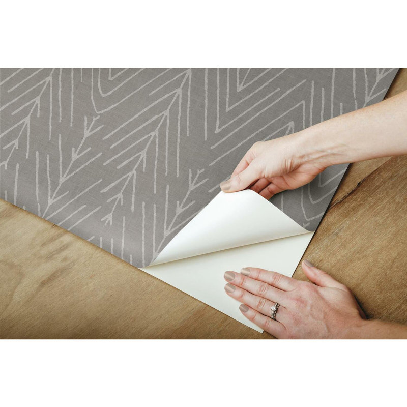 Rouleau de papier peint adhésif Higge Twig Hygge L 16,5 pi x l 20,5 po, Gris/gris anthracite