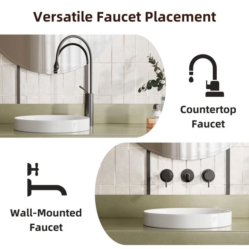 Lavabo vasque en céramique semi-encastré Los Flexi, H 4,72 po x L 14,37 po x l 14,37 po