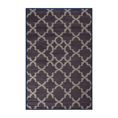 Machine Washable Trellis Purple Area Rug