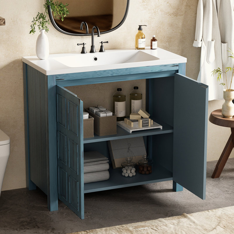 Organisateur de meuble-lavabo avec lavabo Retro, Bleu