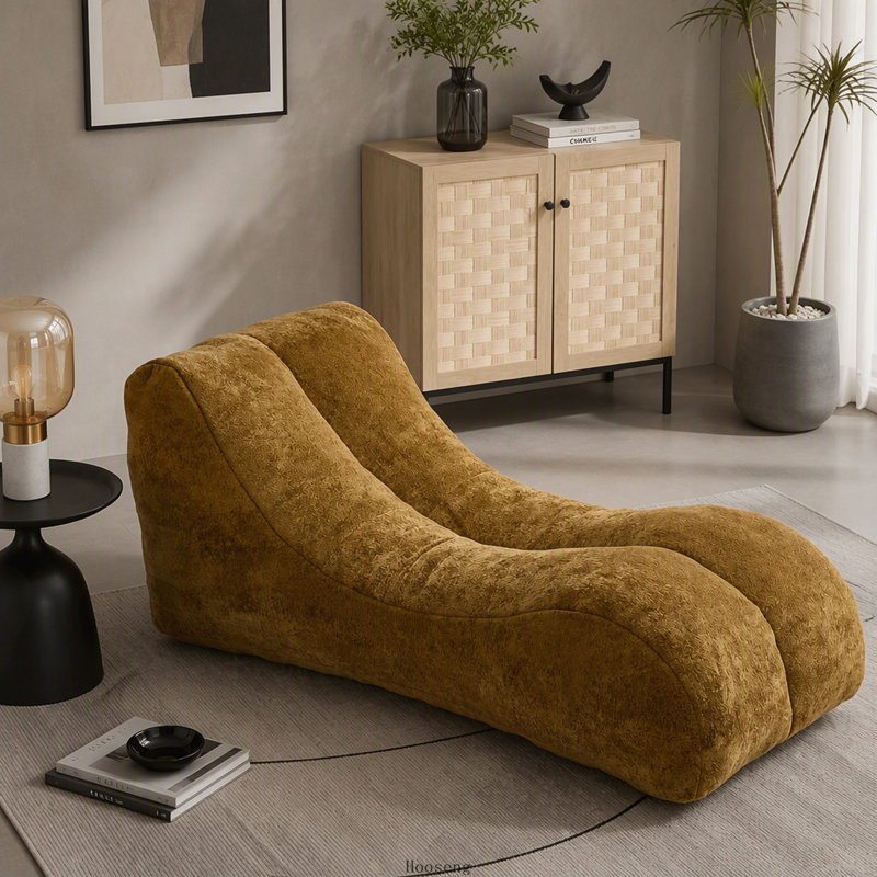 Pouf créatif pour adultes, rembourrage en mousse de haute qualité et soutien ergonomique du corps, Polyester brun