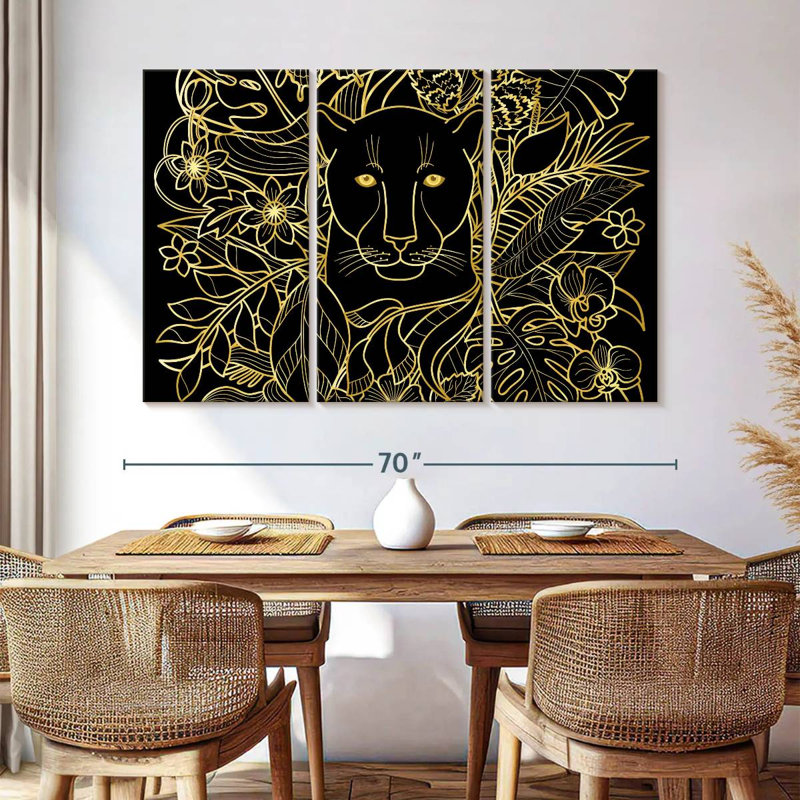 Floral Black Panther, 42" H x 65" W
