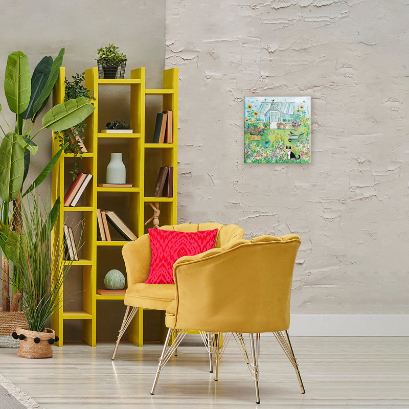 «Garden Greenhouse & Cat Canvas» par Clare Tupper, H 17 po x l 17 po