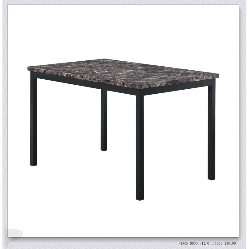 Faux Marble Top Metal Frame Dinette Table, Perfect For Modern Dining And Space-Saving Design