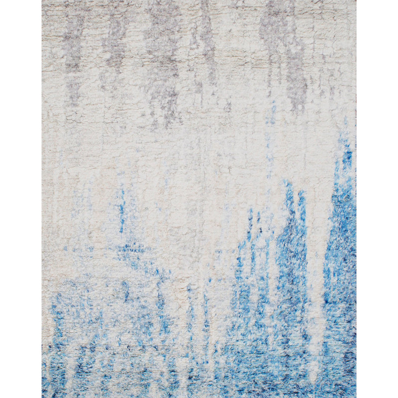 0ZARTZN37GYBL Wool Abstract Area Rug in Blue, Rectangle 8' x 10'